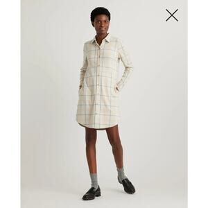 Quince Stretch Sweater Fleece Shirt Dress sz M Button Front Collared Soft Cozy